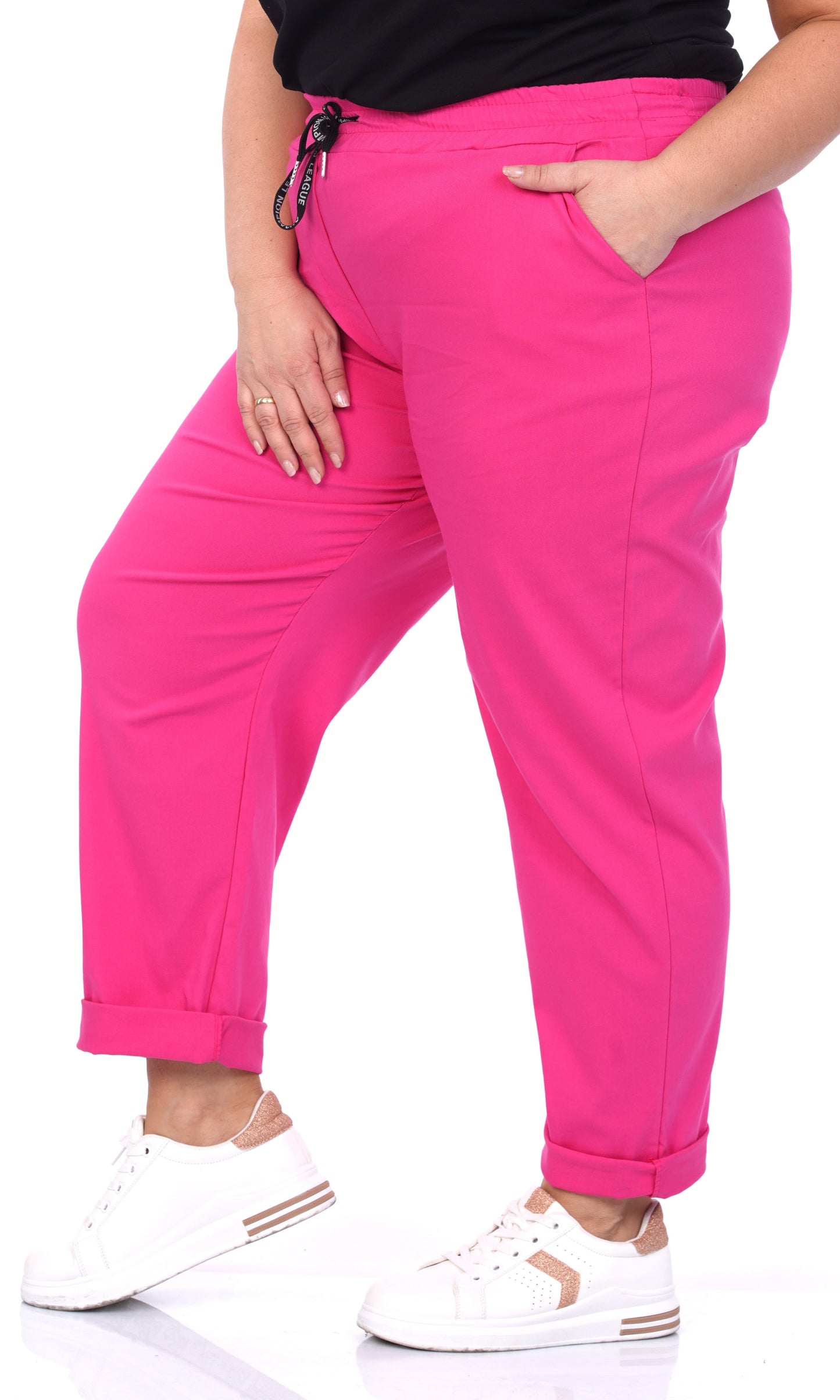 Roze plussize broek