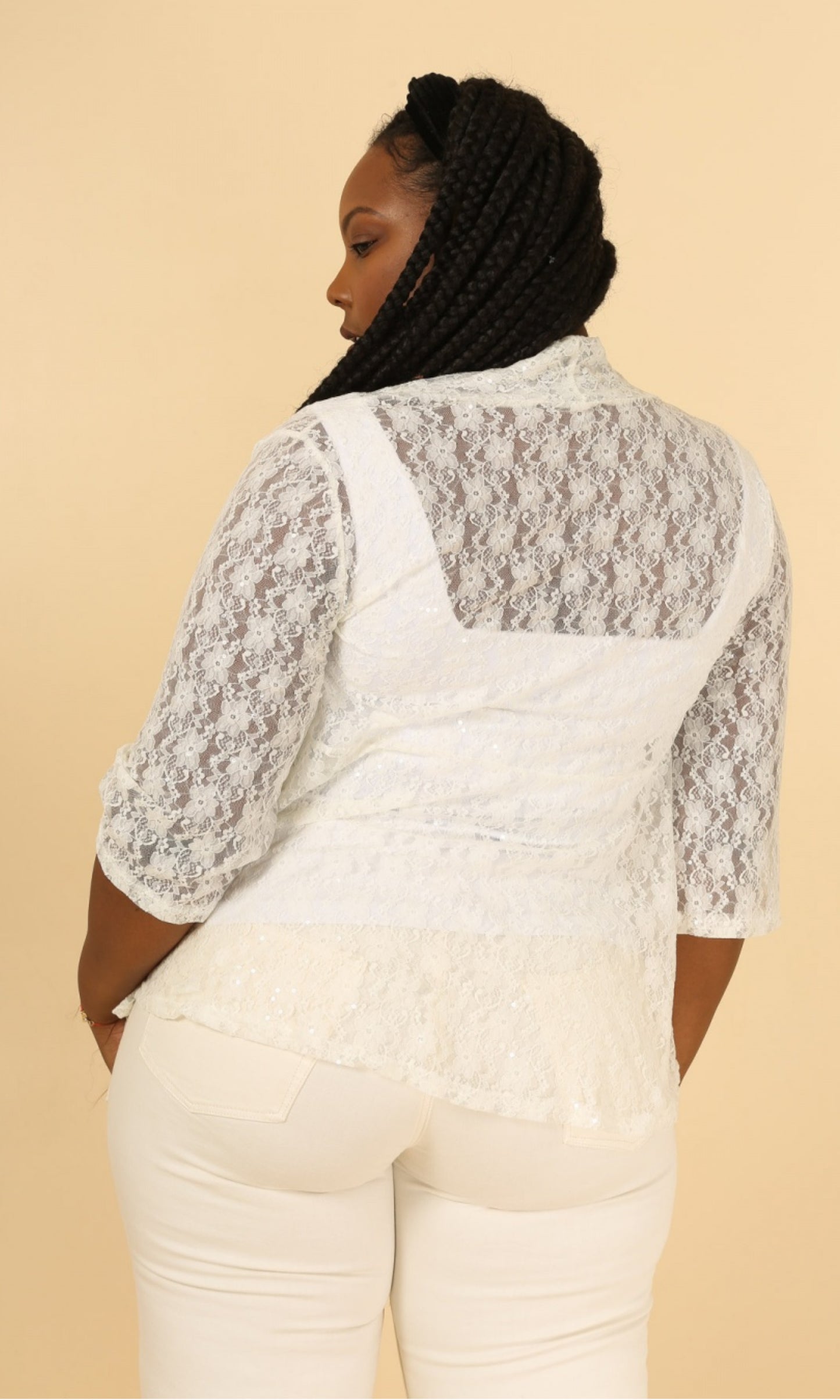 Bigsize vest ecru