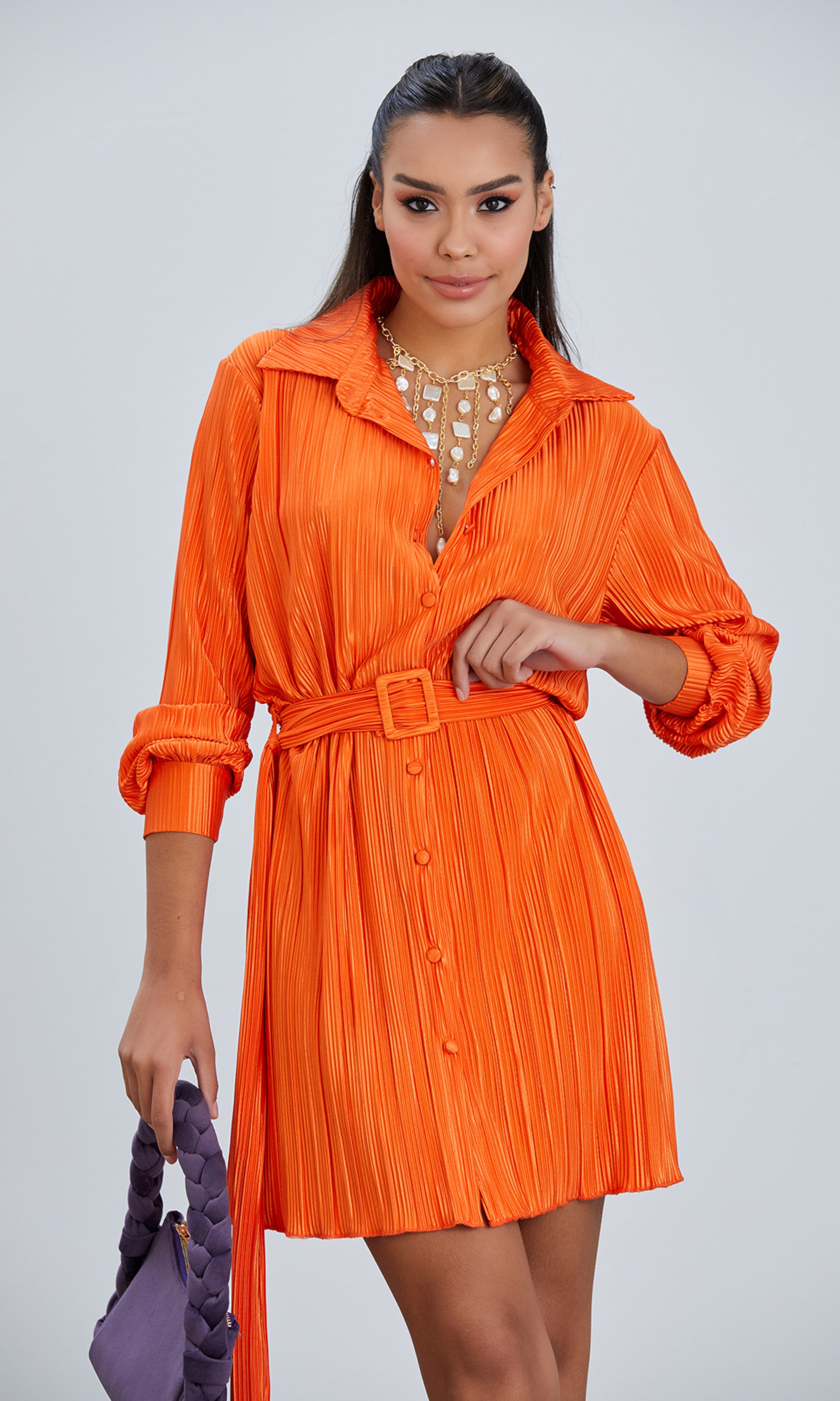 Jurk oranje met riem