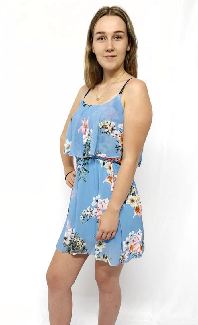 Jurk Blauw met bloemen