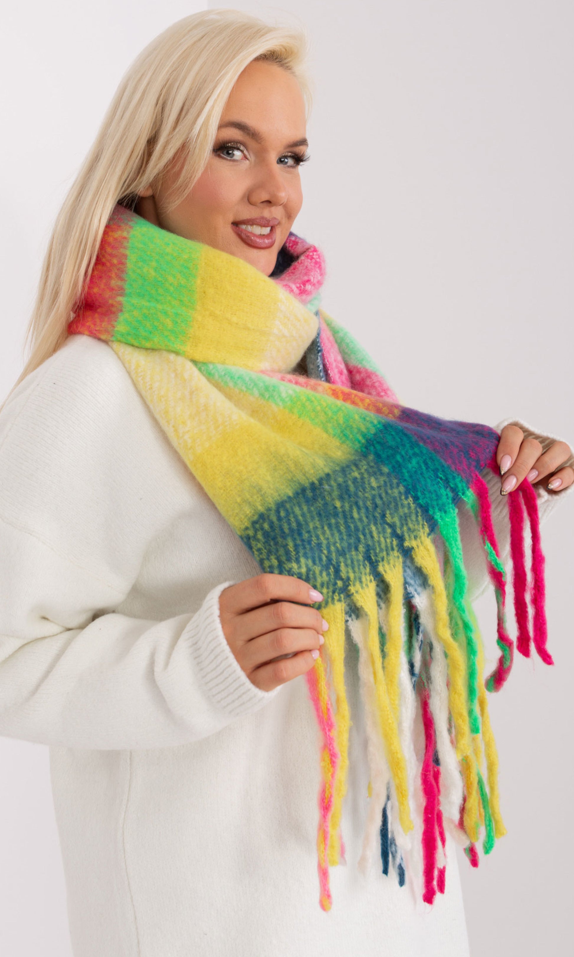 Sjaal multicolor met franjes