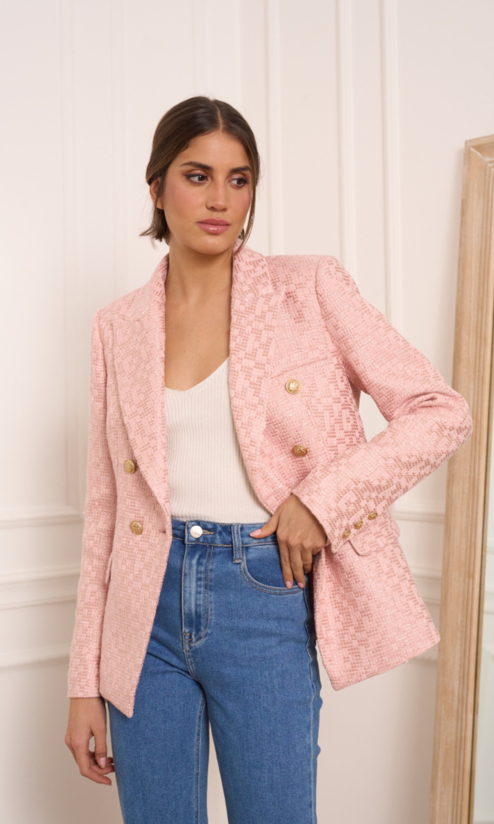 Blazer roze met knopen 
