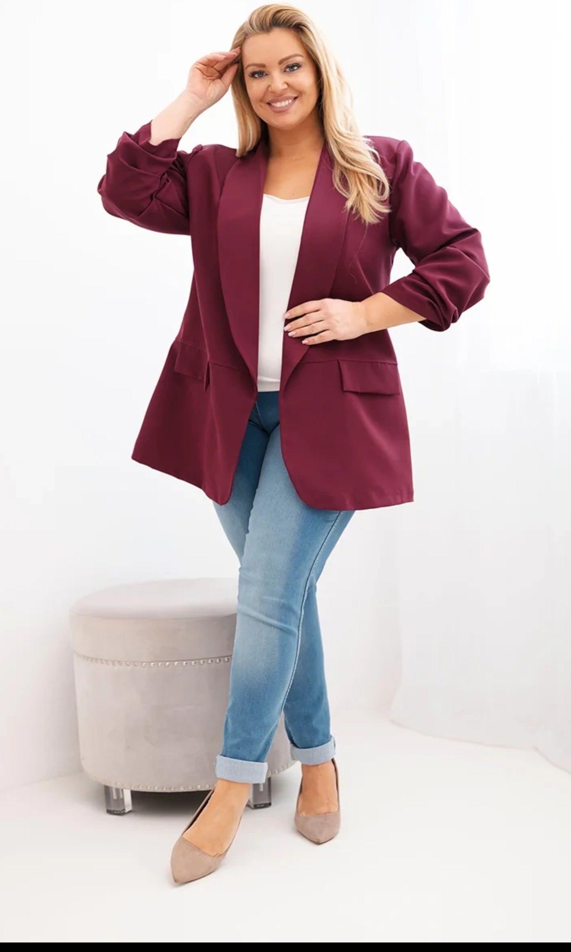 Plussize bordeaux blazer 