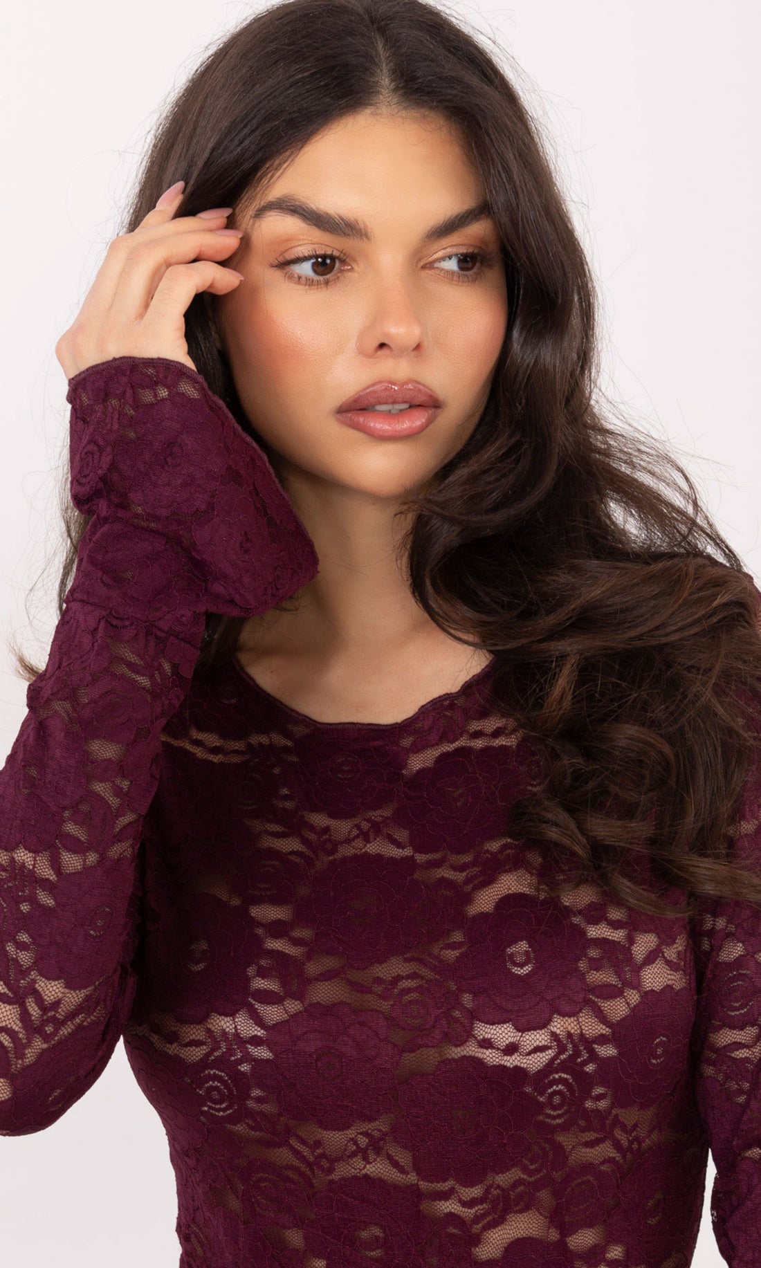 Body bordeaux met kant Suzy