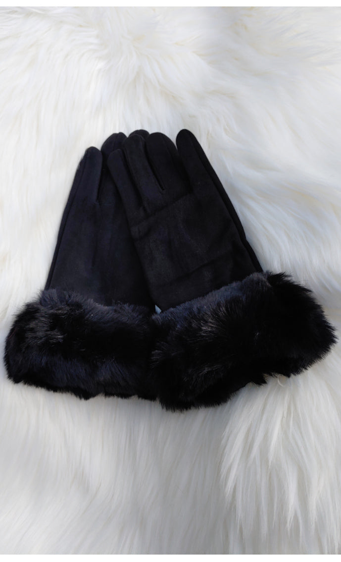 Suede gloves with touch screen