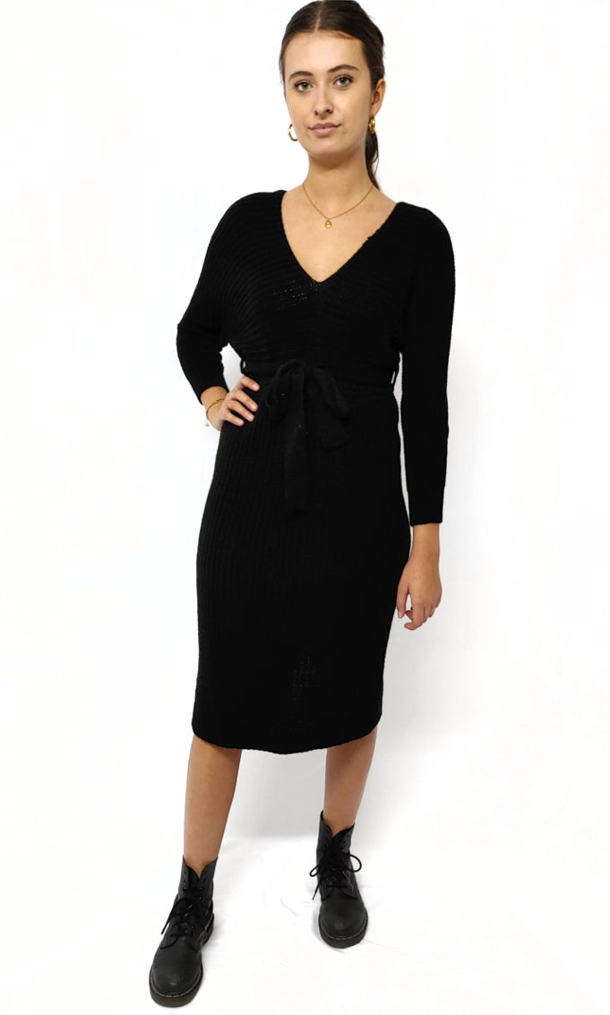 Dress Knitted black with split