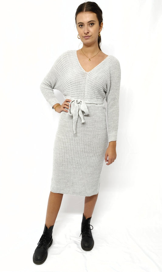 Dress Knitted gray with split