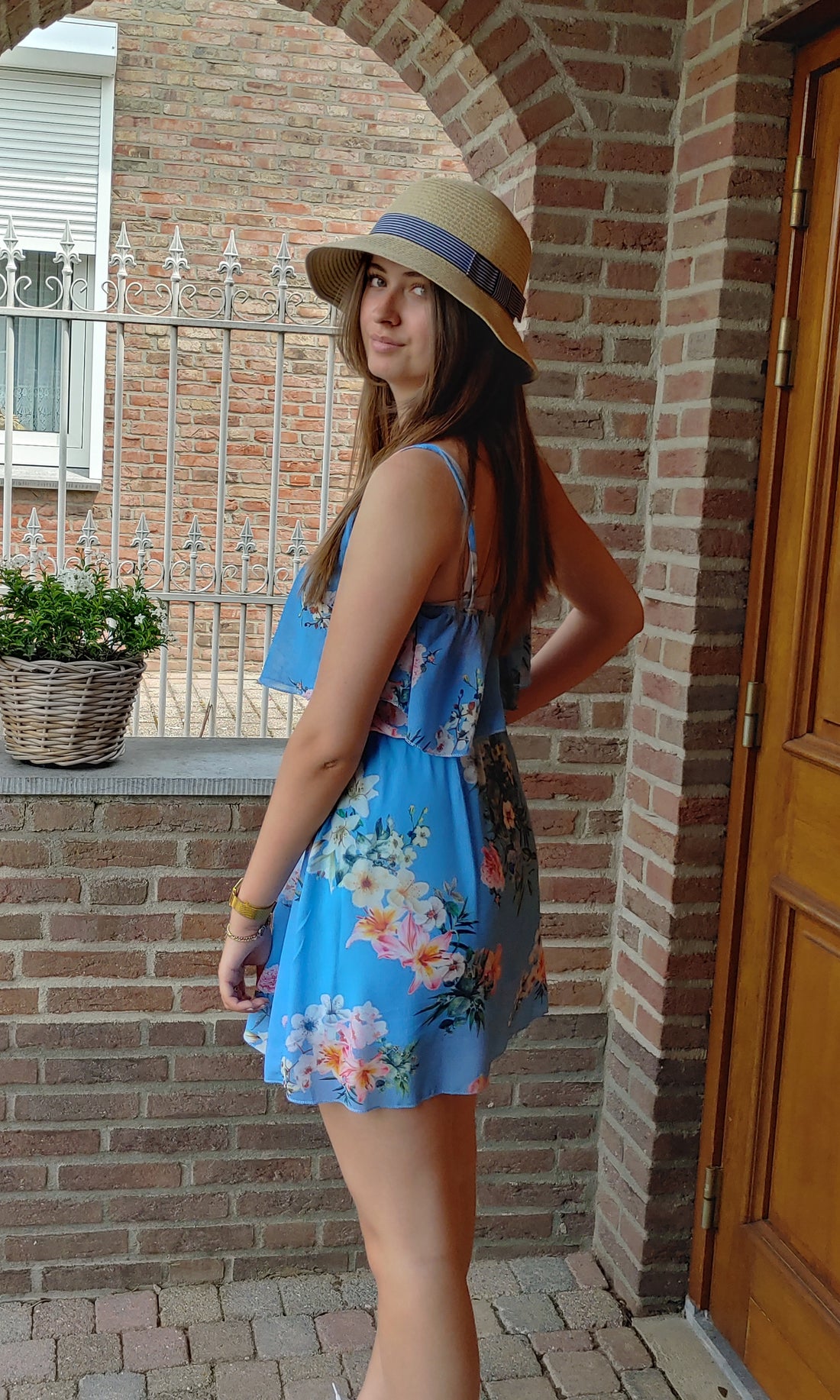 Jurk Blauw met bloemen