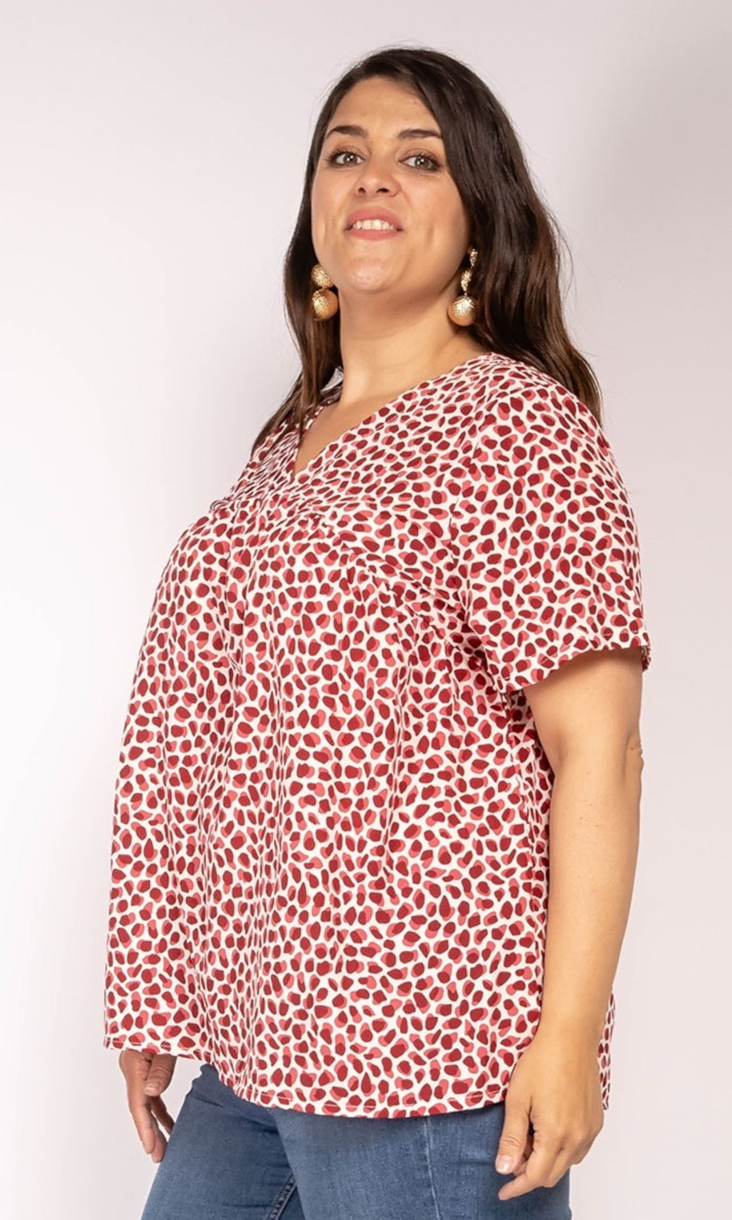 Plussize top rood zomer